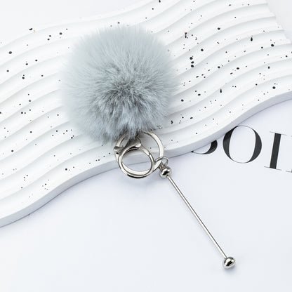 DIY beaded hairball keychain creative personalized bag pendant keychain plush pendant key pendant