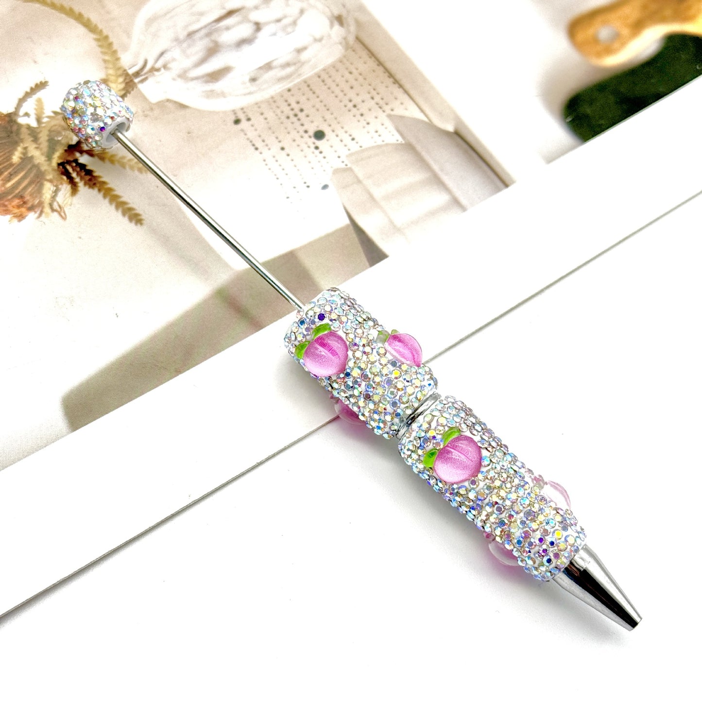 DIY Mengqu fruit full diamond bead pen, creative cute fruit and vegetable theme cute grain pen, heavy industry full diamond pen