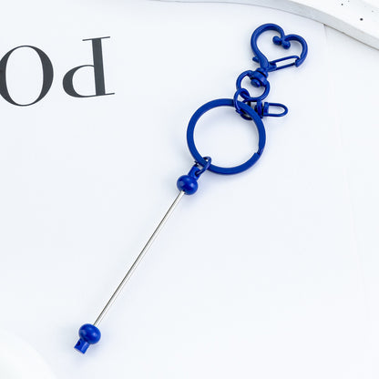 New DIY beaded love keychain pendant, small gift pendant, metal keychain, candy-colored keychain.