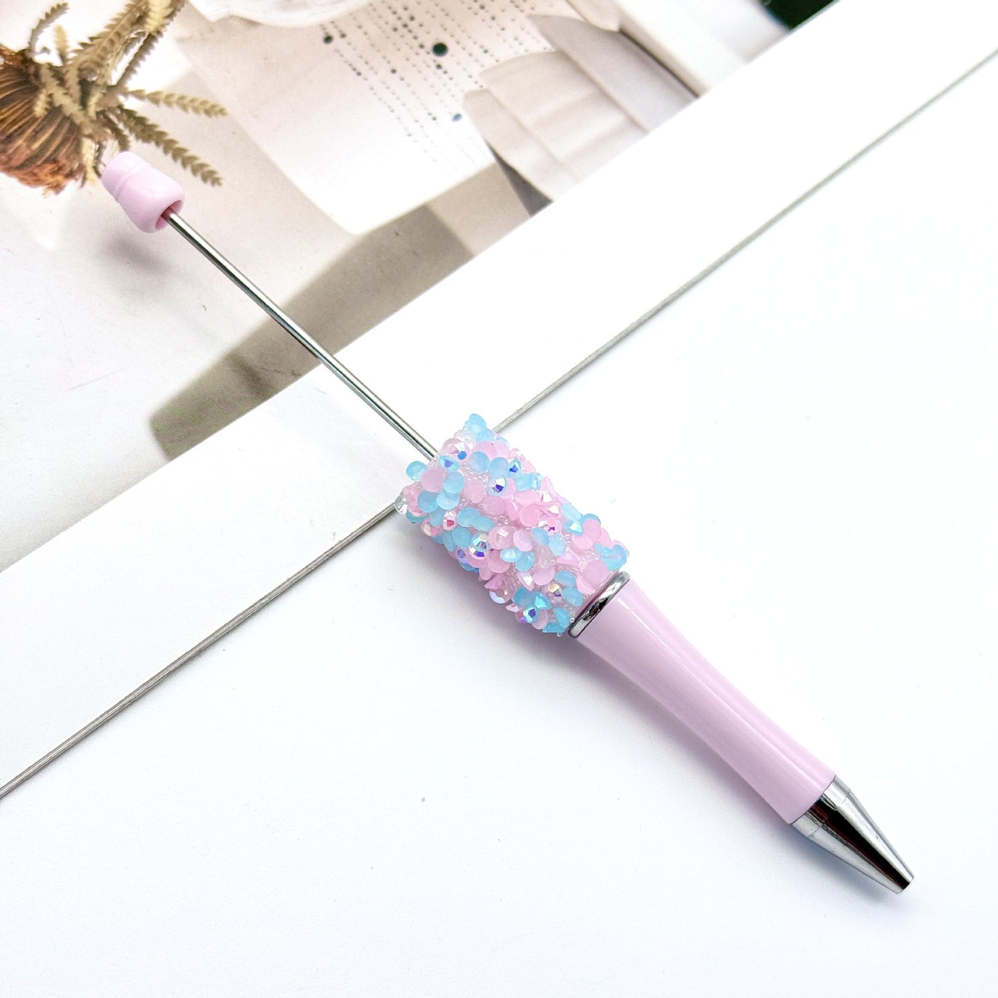 New DIY petal sequined bead pen, Macaron multi-color bead-piercing ballpoint pen cross-border sprouting pen manufacturers wholesale