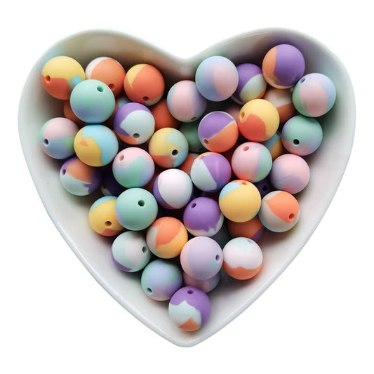 15mm Sweet Candy Color Silicone Beads Handmade Beaded Necklace Bracelet Accessories Food Grade Mixed Color Silicone Loose Beads Wholesale