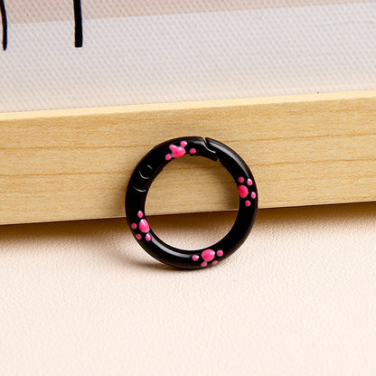 25mm Cat Paw Candy Color Metal Paint  Spring Chain Keychain Pendant DIY Jewelry Accessories Ring Buckle Backpack Buckle