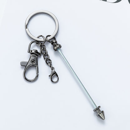 New DIY metal beaded keychain conical bullet pole key chain, luggage pendant pendant keychain