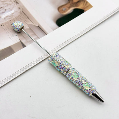Cute mocha rabbit full diamond pen DIY colorful flash diamond bead pen cross-border hot-selling heavy industry gift pen spot