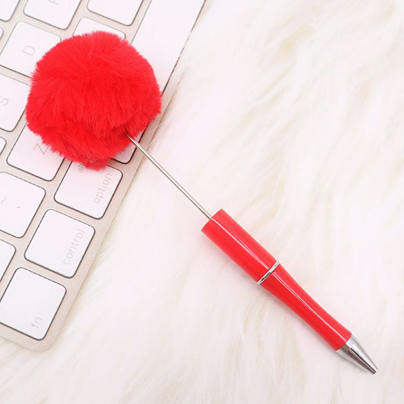 DIY hairball bead pen, cute furry gift pen, multi-color beadable ballpoint pen beadedpen spot