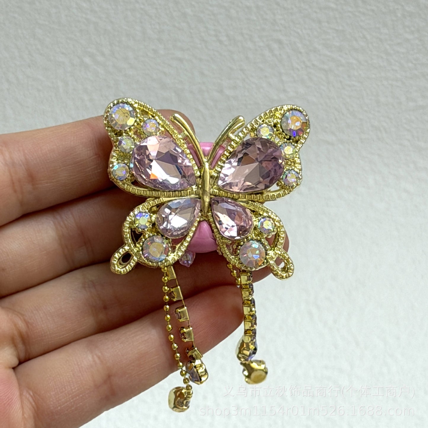 Heavy Industry Soft Pottery Three-dimensional Advanced Sense Butterfly Crystal Tassel Beads Wear Pen Loose Beads Handmade Mobile Phone Chain Accessories DIY