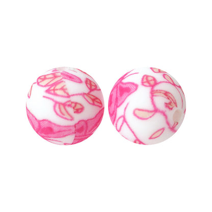 15mm Silicone Beads Water Transfer Beads DIY Jewelry Bead Pen Loose Beads Wholesale #251-285