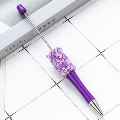 DIY multi-color broken diamond bead pen creative hand-affixed crystal plastic pen cute girl heart advertising gift pen