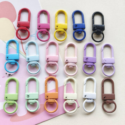 32*12mm Candy Color Paint Zinc Alloy Door Buckle Rotating Fast Hanging Shrimp Lobster Buckle Keychain Bag Doll Buckle Accessories