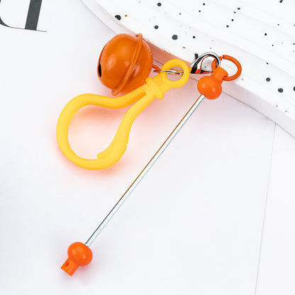 Spot DIY beaded bell keychain creative personalized bag pendant keychain candy color plastic keychain