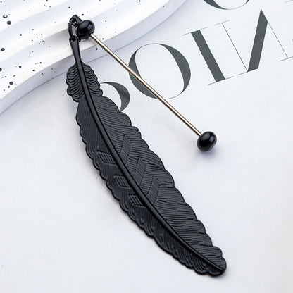 Spot metal feather bookmark creative DIY beaded bookmark pendant children's reward small gift mark book page folder