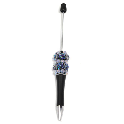 Heavy Industry Pearl Camellia DIY Beaded Pen Resin Rose DIY Beaded Rotary Ballpoint Pen Spot Wholesale