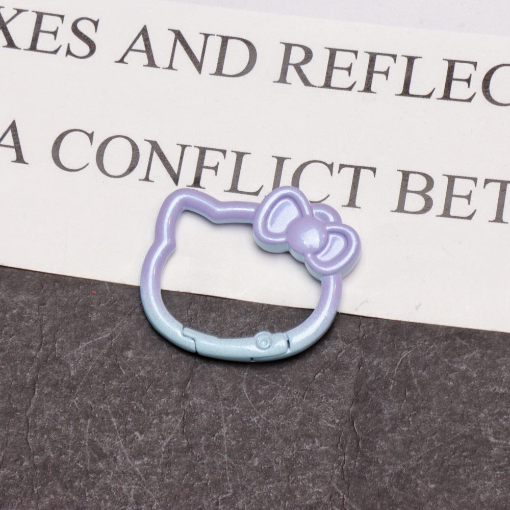 37*30mm Two-color Paint Gradual Change Cute Bow Kitten Spring Buckle DIY Accessories Keychain Bag Pendant