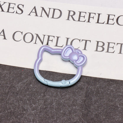37*30mm Two-color Paint Gradual Change Cute Bow Kitten Spring Buckle DIY Accessories Keychain Bag Pendant