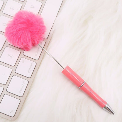 DIY hairball bead pen, cute furry gift pen, multi-color beadable ballpoint pen beadedpen spot