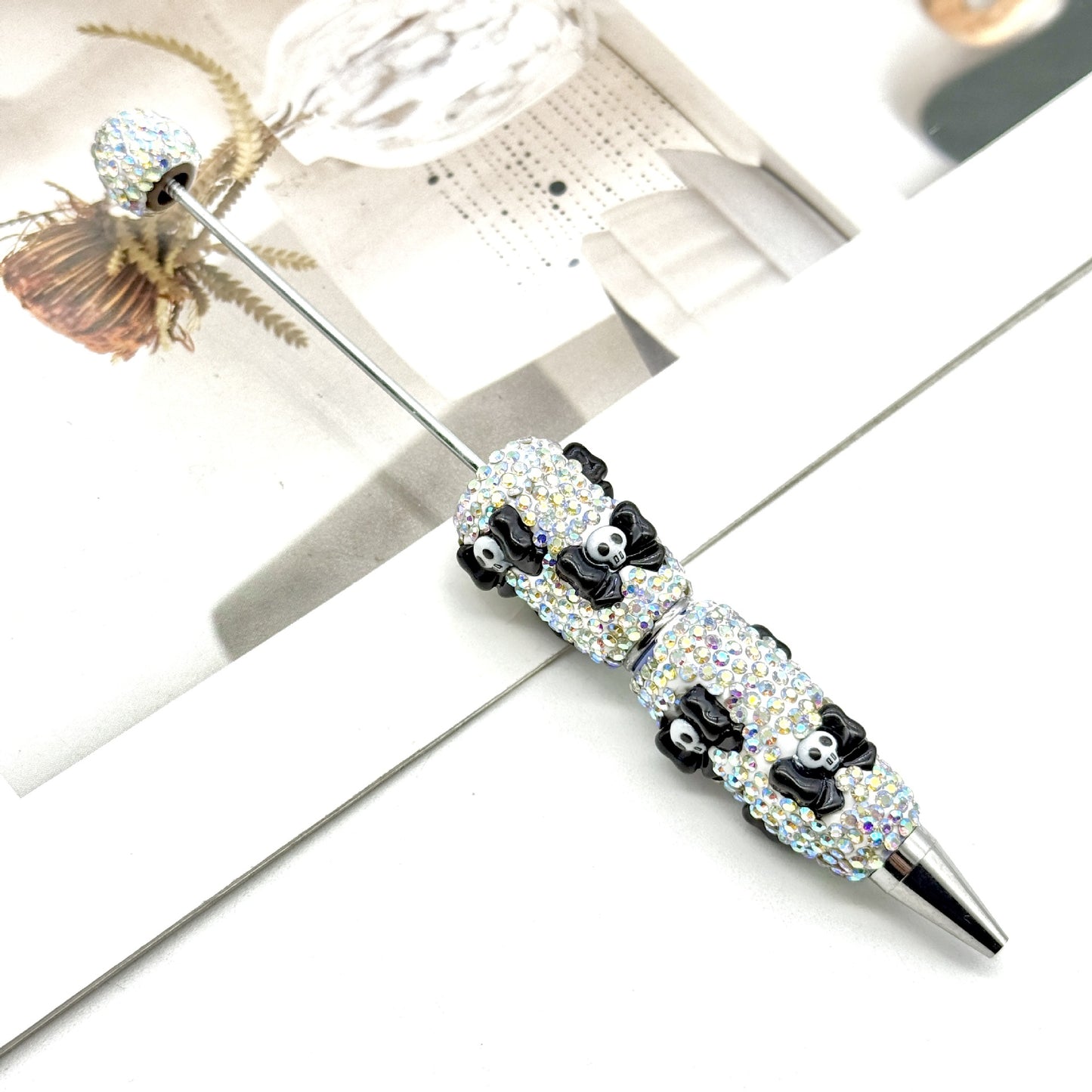 Halloween full diamond bead pen DIY skeleton pumpkin ghost series beaded ballpoint pen creative dark heavy pen