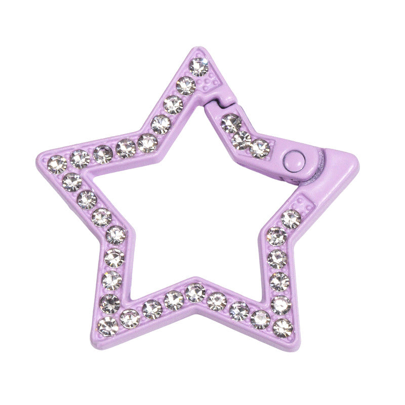 34mm Painted Diamond Spring Buckle Star Opening Ring Spring Ring Keychain DIY Small Accessories Alloy Connecting Ring