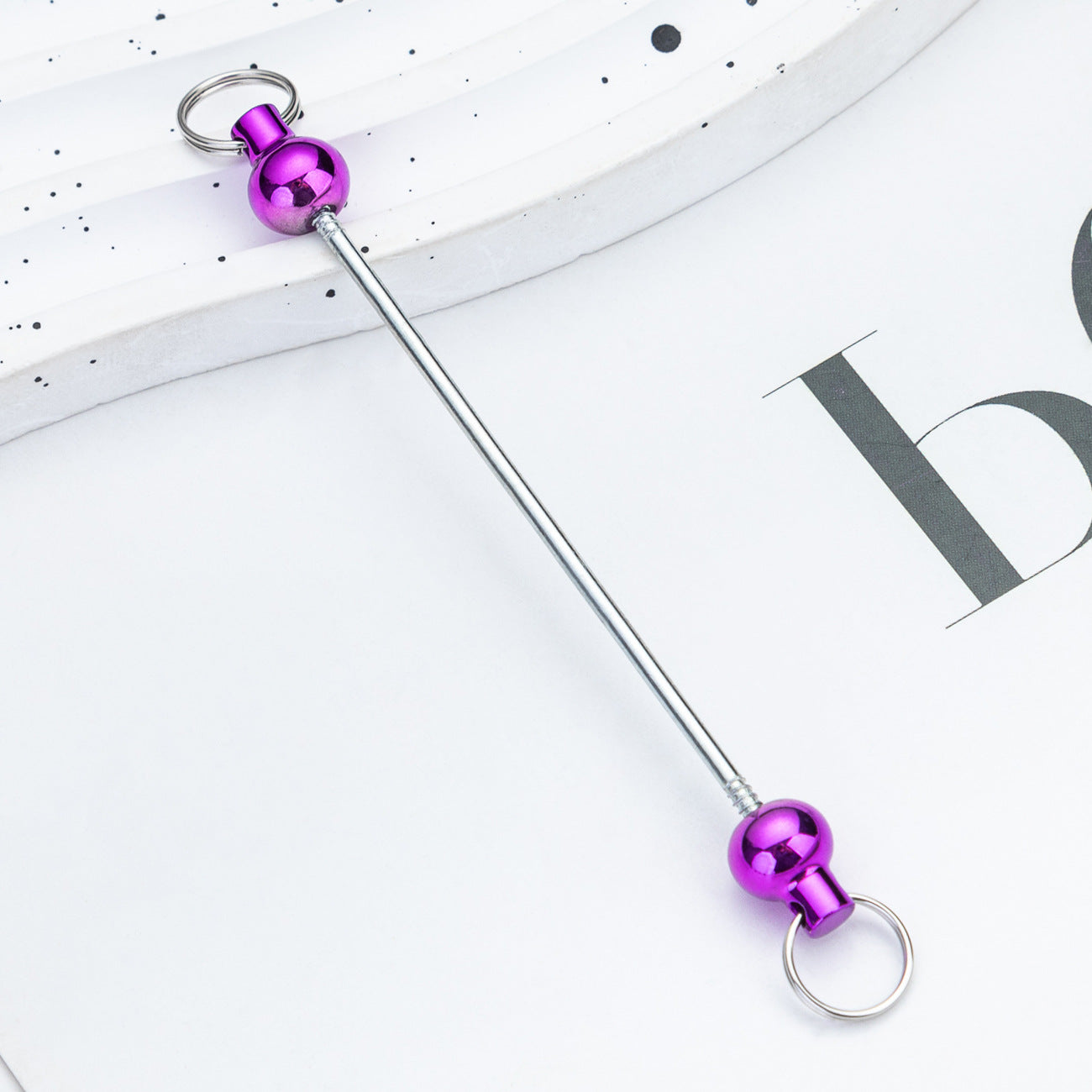 Creative new DIY beaded pole spot gradual change color color beaded keychain pole accessories pendant wholesale