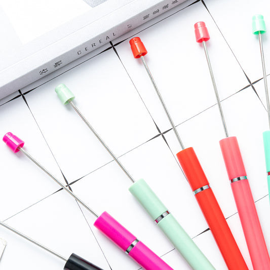 New Macaron color straight bead pen DIY beading extended beaded ballpoint pen advertising gift pen wholesale