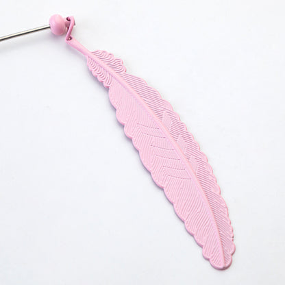 Spot metal feather bookmark creative DIY beaded bookmark pendant children's reward small gift mark book page folder