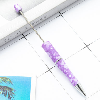 Creative DIY plastic bead pen Valentine's Day love series beaded ballpoint pen spot wholesale printing bead pen