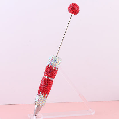 Beadable Pens with Christmas Red Green AB Color Clay Rhinestones Covered the Entire Pen