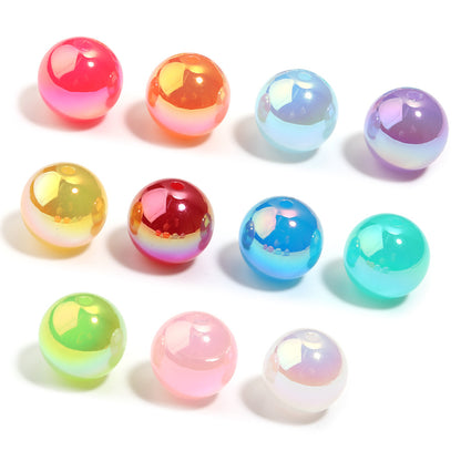 16Mm White Moonlight Plated Colored Round Beads Acrylic Magic Round Beads DIY Jewelry Accessories Versatile Pen Beads Beaded Loose Beads