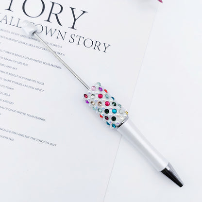 Gradual change color candy diamond bead pen DIY handmade diamond pearl agate ballpoint pen, cute creative gift pen