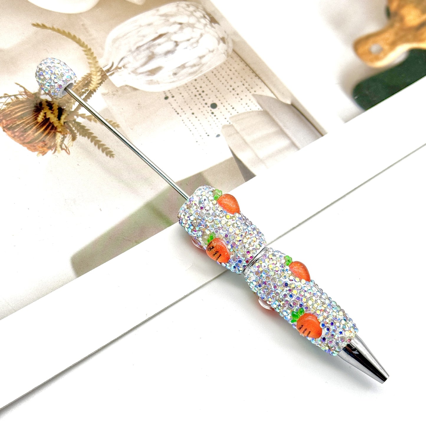 DIY Mengqu fruit full diamond bead pen, creative cute fruit and vegetable theme cute grain pen, heavy industry full diamond pen