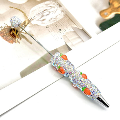 DIY Mengqu fruit full diamond bead pen, creative cute fruit and vegetable theme cute grain pen, heavy industry full diamond pen
