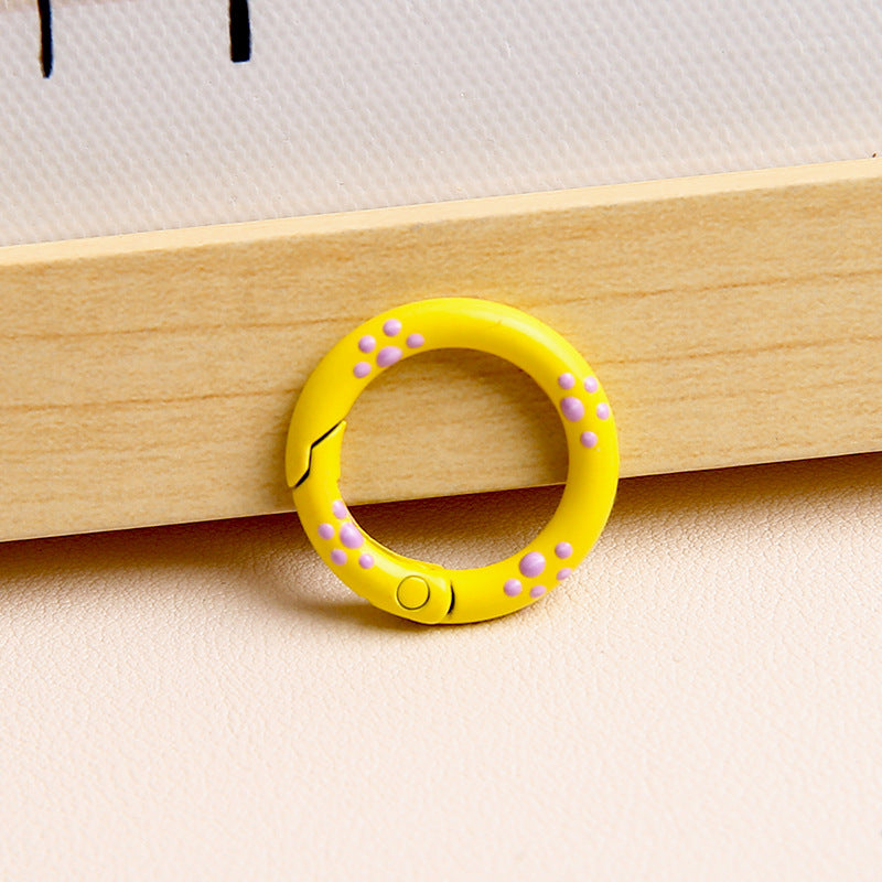 25mm Cat Paw Candy Color Metal Paint  Spring Chain Keychain Pendant DIY Jewelry Accessories Ring Buckle Backpack Buckle