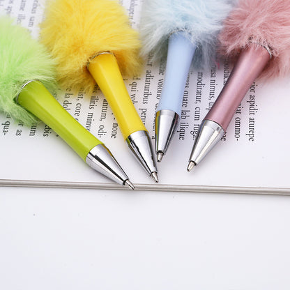 DIY plush bead pen new bead-piercing hairball bead pen cross-border Beadedpen cute cartoon gift pen