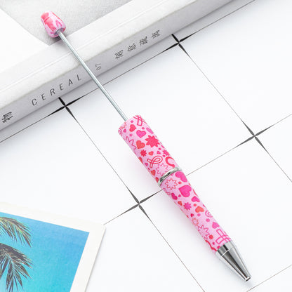 Pink and White Breast Cancer Awareness Ribbon Printed Beadable Pens