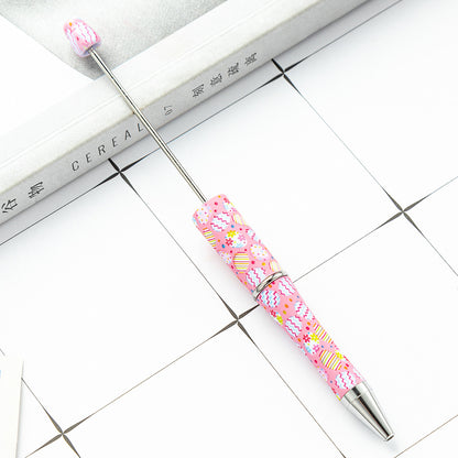 DIY plastic bead pen creative Easter rabbit ballpoint pen spot wholesale multi-color printing spinning bead pen