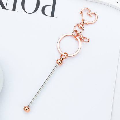 New DIY beaded love keychain pendant, small gift pendant, metal keychain, candy-colored keychain.