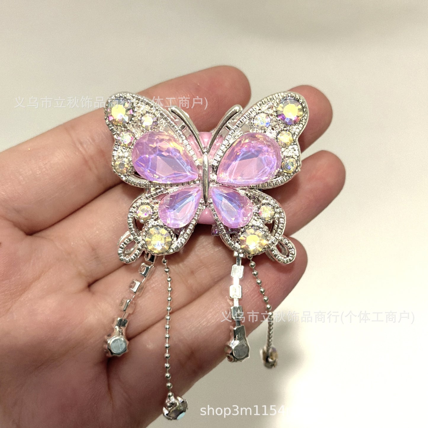 Heavy Industry Soft Pottery Three-dimensional Advanced Sense Butterfly Crystal Tassel Beads Wear Pen Loose Beads Handmade Mobile Phone Chain Accessories DIY
