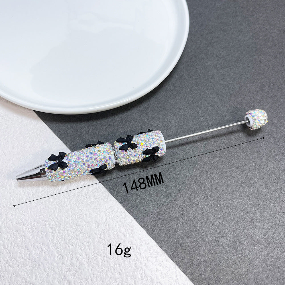 Cross-border full diamond soft pottery bow small fresh bead pen DIY creative multi-color diamond-encrusted gift pen ballpoint pen