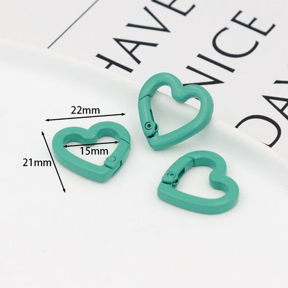 DIY Jewelry Accessories Love Paint Color Zinc Alloy Spring Buckle, Heart-shaped Open Spring Ring, Luggage Keychain