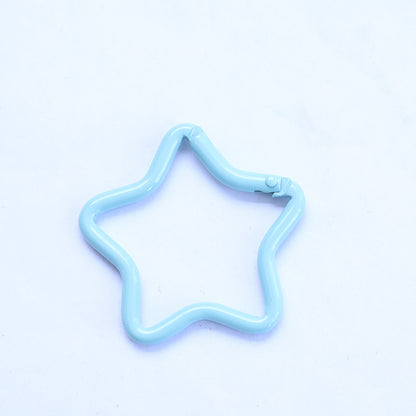DIY Keychain Jewelry Lock Chain, Color Spray Paint Five-pointed Star, Key Ring Flat Ring Key Ring Mobile Phone With