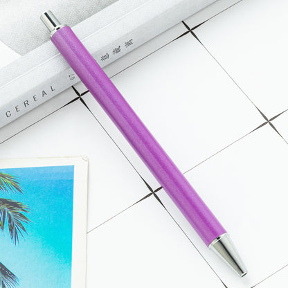 High-value metal press ballpoint pen, new creative glitter, metal stationery pen for students, spot press pen