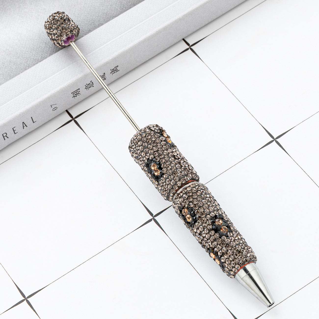 New DIY leopard print bead pen handmade diamond-set beaded ballpoint pen multi-color plastic bead pen wholesale