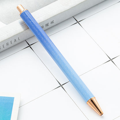 High-value metal press ballpoint pen, new creative glitter, metal stationery pen for students, spot press pen