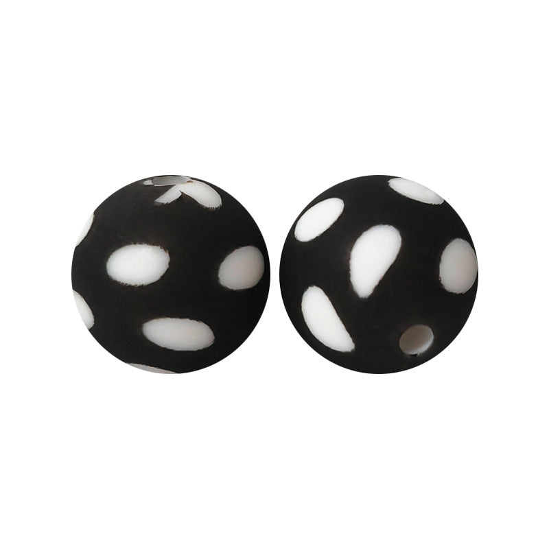 15mm Leopard Print Silicone Beads - Water Transfer Printed Daisy Round Beads for DIY Jewelry, Bead Pens, Loose Beads Wholesale #51-100