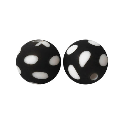 15mm Leopard Print Silicone Beads - Water Transfer Printed Daisy Round Beads for DIY Jewelry, Bead Pens, Loose Beads Wholesale #51-100