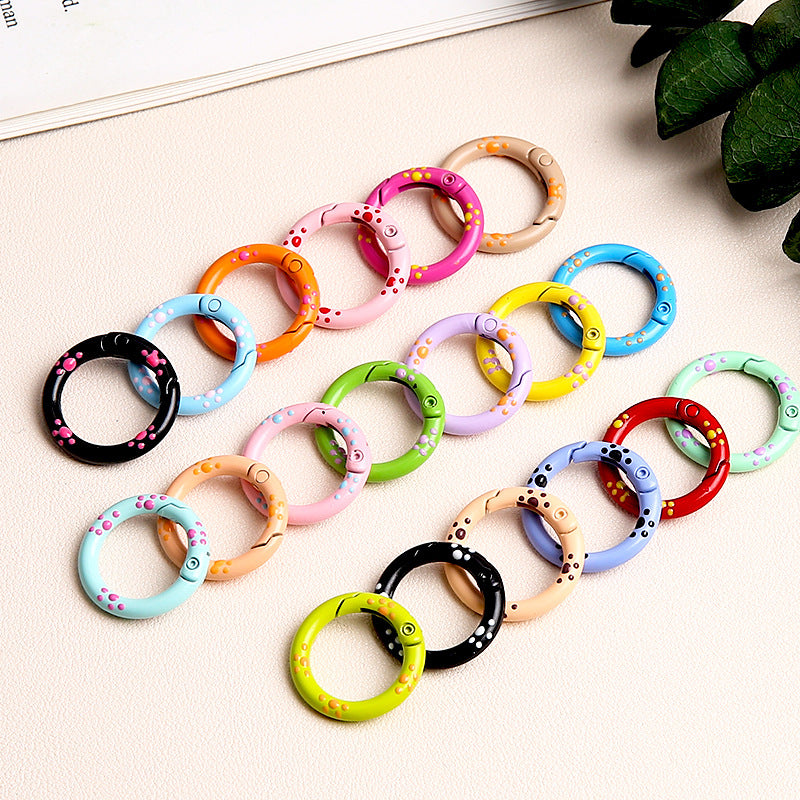 25mm Cat Paw Candy Color Metal Paint  Spring Chain Keychain Pendant DIY Jewelry Accessories Ring Buckle Backpack Buckle