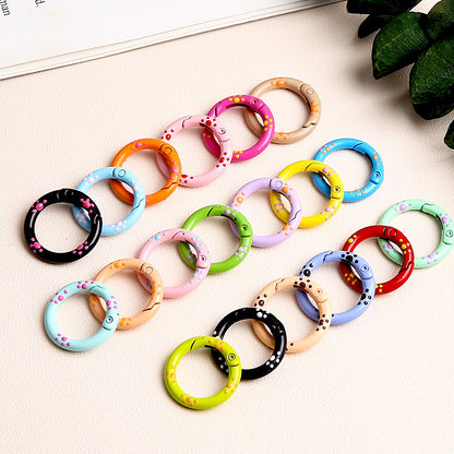 25mm Cat Paw Candy Color Metal Paint  Spring Chain Keychain Pendant DIY Jewelry Accessories Ring Buckle Backpack Buckle