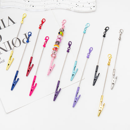 New Beaded Lobster Buckle Clip Business Card Clip Metal Toothed Crocodile Note Clip Bag Pendant Student Keychain