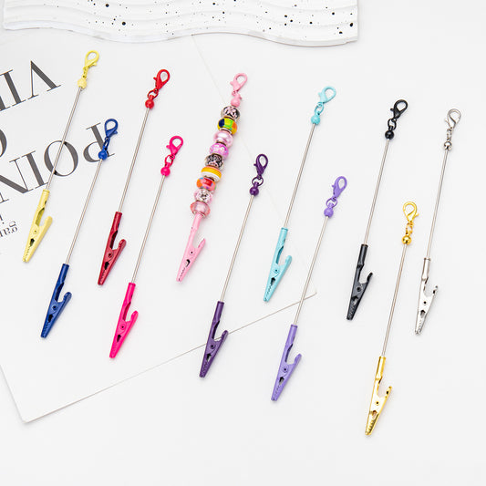 New Beaded Lobster Buckle Clip Business Card Clip Metal Toothed Crocodile Note Clip Bag Pendant Student Keychain