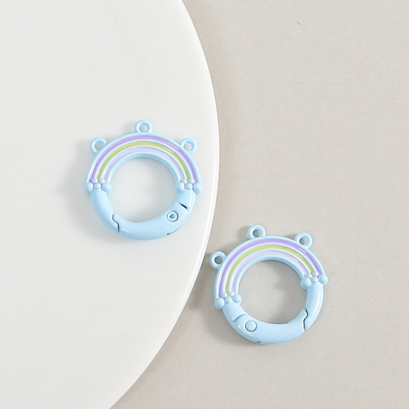 Creative Little Fresh Rainbow with Three Rings of Spring Buckle Jewelry Accessories Bag Buckle Keychain DIY Pendant Material Wholesale