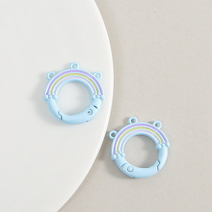 Creative Little Fresh Rainbow with Three Rings of Spring Buckle Jewelry Accessories Bag Buckle Keychain DIY Pendant Material Wholesale